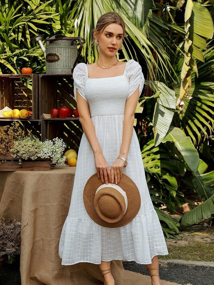 TqaSer Dresses for Women 2024 casual High Waist Square Neck